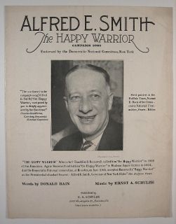 Orig 1928 Alfred E Smith Campaign Song Sheet Music Democratic National 