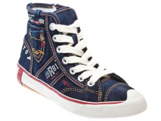 New Replay Finn Jeans Navy Juniors High Top Trainers