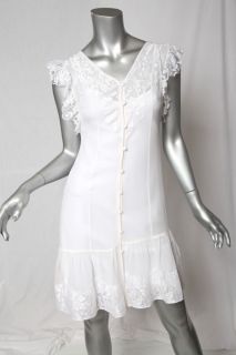 Alice by Temperley White Lace Accent Button Front Vanita Shirt Dress 4 