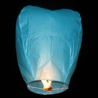 10 x Blue Flying Sky Peace Chinese Lantern UFO Khoom Fay Balloon