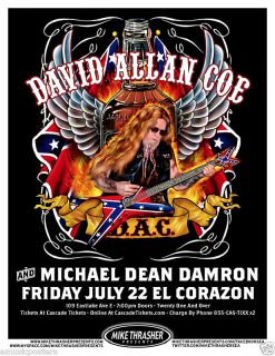 DAVID ALLAN COE 2011 SEATTLE CONCERT TOUR POSTER   Outlaw Country Rock 