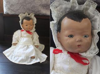 Antique 1930s Madame Alexander Black African American Composition Baby 