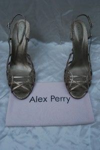 Alex Perry Comodoro Gold Ankle Strap Shoes 39 7 5