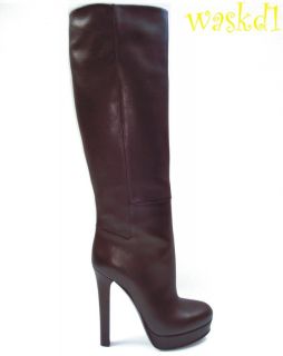 GUCCI chocolate Leather ALEXA Runway Tall PLATFORM boots NIB Authentic 