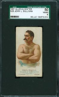 1887 N28 Allen Ginter John L Sullivan SGC 50 Boxing HoF legend