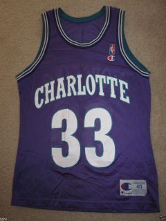 Alonzo Mourning 33 Charlotte Hornets Purple Champion Jersey 40