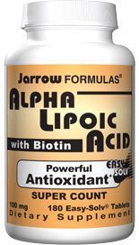 JARROW Formulas Alpha Lipoic Acid with Biotin 100 MG 180 Tablets 