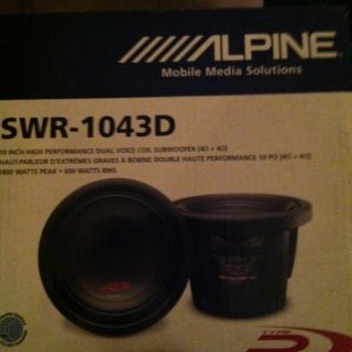 PSWR 1023D ALPINE 10 SUB DVC 2 OHM TYPE R SUBWOOFER Never Opened