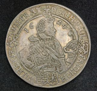 1624, Saxe Altenburg, John Philip. Large Silver 4 Brothers Thaler. R
