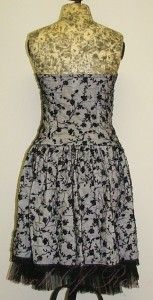 Alyn Paige NY Floral Strapless Mesh Tulle Prom Dance Party Dress Black 