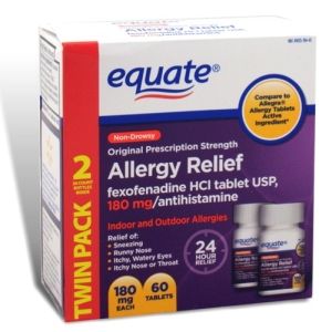 Allergy Relief Fexofenadine 180 MG 60 Tablets Equate