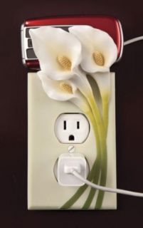 Calla Lily Hand Painted Electric Outlet Cover Sculpture by Designs New 
