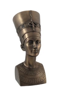 Bronze Finish Egyptian Queen Nefertiti Bust Statue Egypt