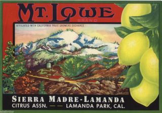   Vintage RARE MT Lowe Sierra Madre Lamanda Park Pasadena 1930s