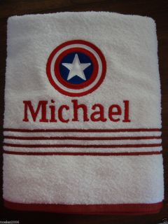 Embroidered Avengers Captain America Personalized Bath Towel