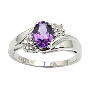 Sterling Silver and Diamond Amethyst Ring 10 01 CTW SI