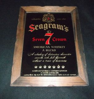 Seagrams Seven 7 Crown American Whiskey Blend Wood Framed Black Bar 