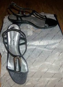 New Womens Andrew Geller Ankle T Strap Snakeskin Backstrap Sandals 