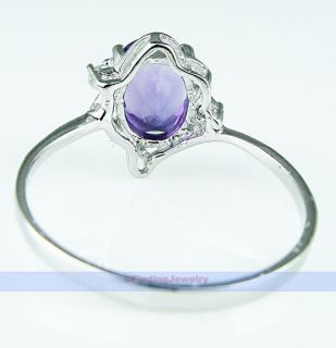 Genuine 1 2ct Oval Purple Amethyst Silver Ring Size 7 FINDINGJEWELRY 