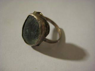 Roman Glass Sterling Silver Ring , Ancient Holy Land Jewelry, 925 