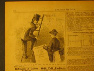 Andrew Johnson Political Cartoon Harpers Weekly 1866