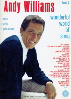 Andy Williams Wonderful World of Song 2 1965 Songbook Piano Vocal 