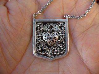 NWOT Lois Hill Sterling Silver Heart Filigree Scroll Hammered Pendant 