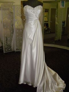 Sz 12 14 ALFRED ANGELO Ivory Satin/Beaded Bridal Gown NWT $895 Wedding 
