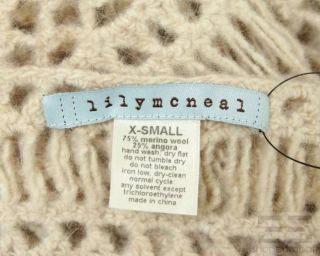 Lily McNeal Beige Open Knit Wool Angora Shawl Size XS