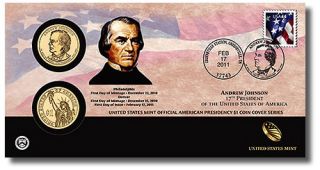 Sets U s Mint Uncirculated Andrew Johnson Presidential Dollar Coin 