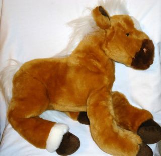 Large Animal Alley Horse Pony Plush Stuffed Animal Brown Tan White 