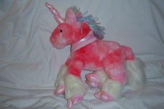Toys R US Animal Alley 14 Soft Floppy Pink White Unicorn Plush Toy 