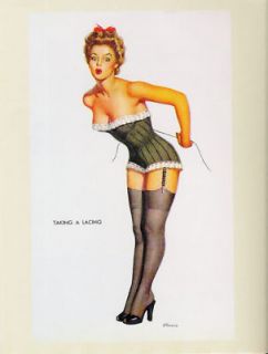 Pin Up Girl Art Postcard DAncona Taking A Lacing Sexy in Corset 