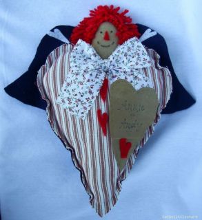 Raggedy Ann Angel Ornament Fabric Annie Heart Andy