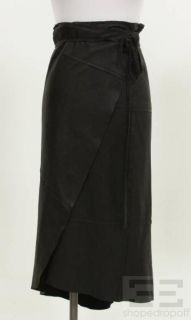 ann demeulemeester black leather wrap skirt