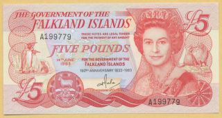 Falkland Is Commemorative Iss 150 Ann English Rule 5 Pounds P 12 UNC 