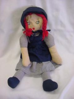 Vintage 1950s Cloth Doll Raggedy Ann w/ Bonnet