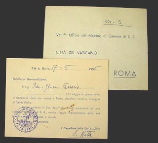 1956 Andrea Doria Captains Letter to Pope Aboard
