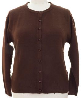 Jon Anna Womens Plus Size Soft Solid Brown Cardigan Sweater Top 2X 18 