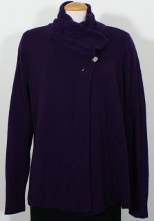 Ralph Lauren Purple Silk Cashmere Asym Cardigan 1x
