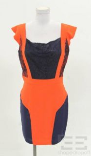 ani lee orange navy lace cap sleeve dress size 8 new