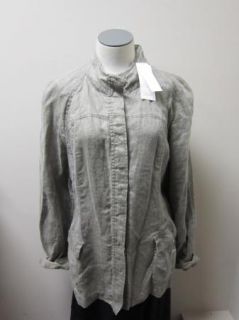 Eileen Fisher Rustic Tinted Linen Stand Collar Jacket XL NATURAL NWT $ 
