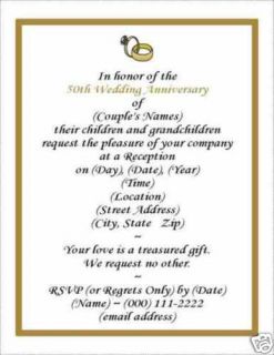60 50th Wedding Anniversary Invitations Wedding Rings