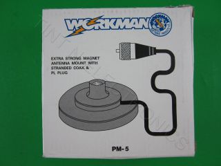 Workman PM5 CB / Ham Radio Antenna Magnet Mount with PL Plug