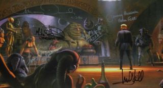 Star Wars Edn Autographed Ralph McQuarrie Jabba Litho Signed by 7 Inc 