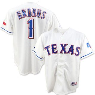 Elvis Andrus Texas Rangers White Home Mens Jersey w Patch Sz M 2XL 