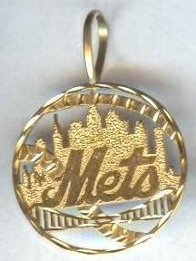 MICHAEL ANTHONY JEWELRY SOLID 14k GOLD BASEBALL NEW YORK METS PENDANT 