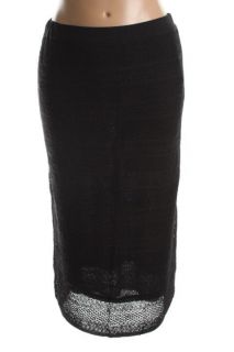 Anne Klein New Black Elastic Waist Long Lace Boot A Line Skirt L BHFO 