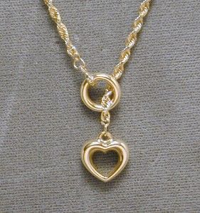 Michael Anthony Solid 14k Yellow Gold 2pc Slider Rope Necklace Heart 