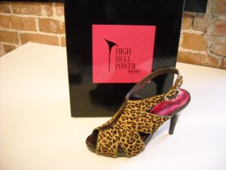 Taryn Rose Leopard High Heel Power Slingback Sandals 9